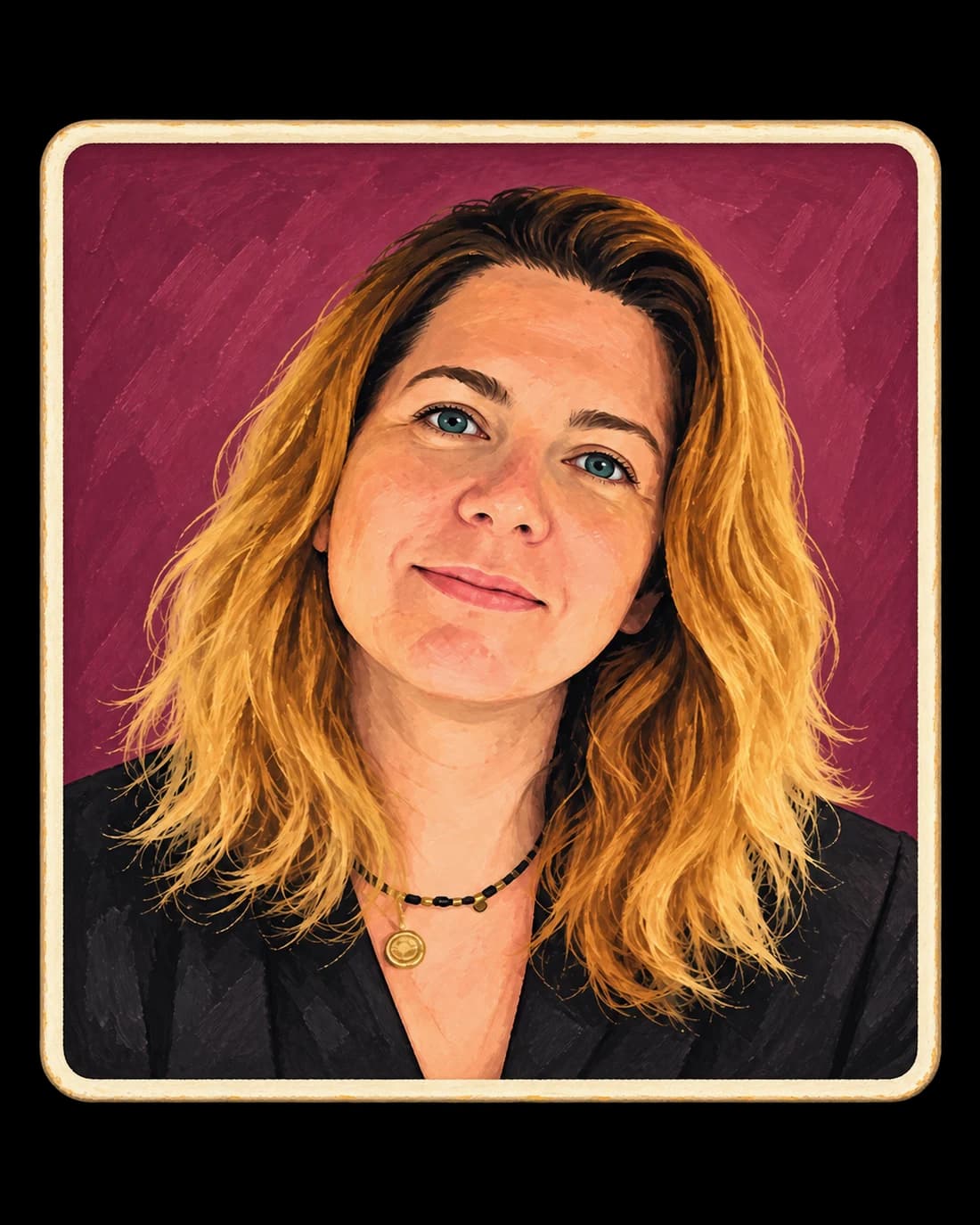 Portrait illustré rétro d’Alexandra Khalil